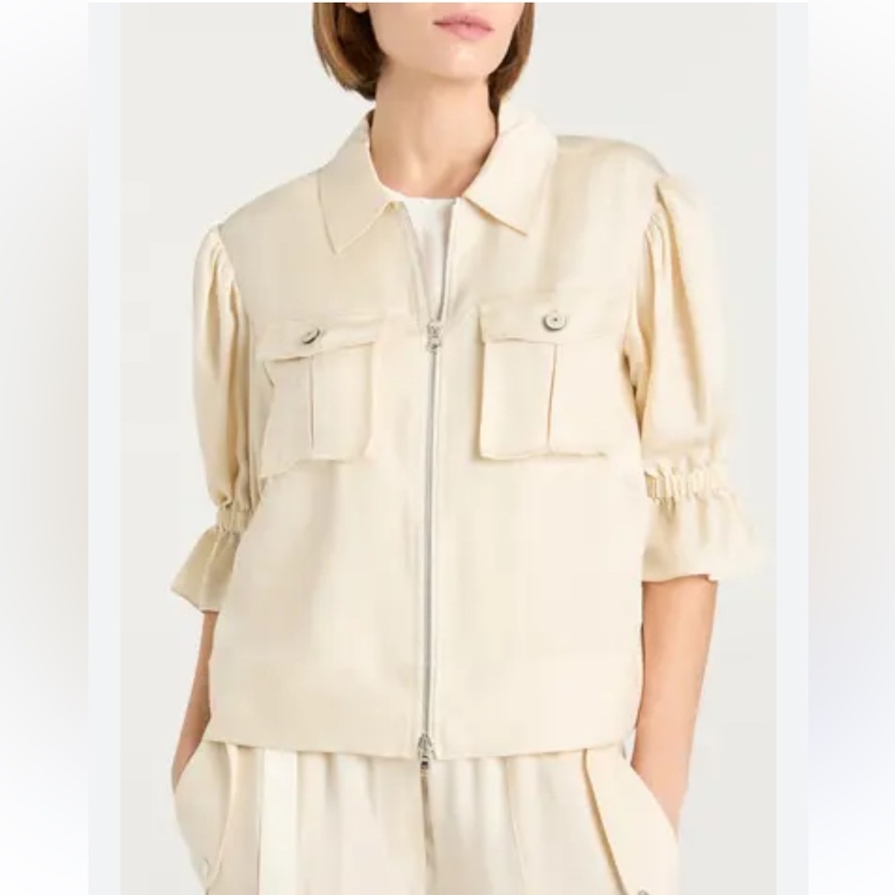 Cinq a Sept Holly Puff Sleeve Utility Jacket size Small - Picture 2 of 12